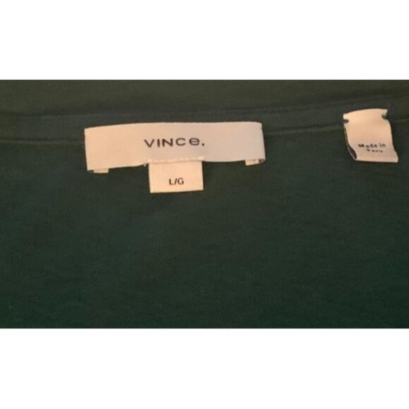 VINCE. Solid Kelly Green V-Neck Short Sleeve Linen Blend Women's Tee Size Large - Picture 6 of 6